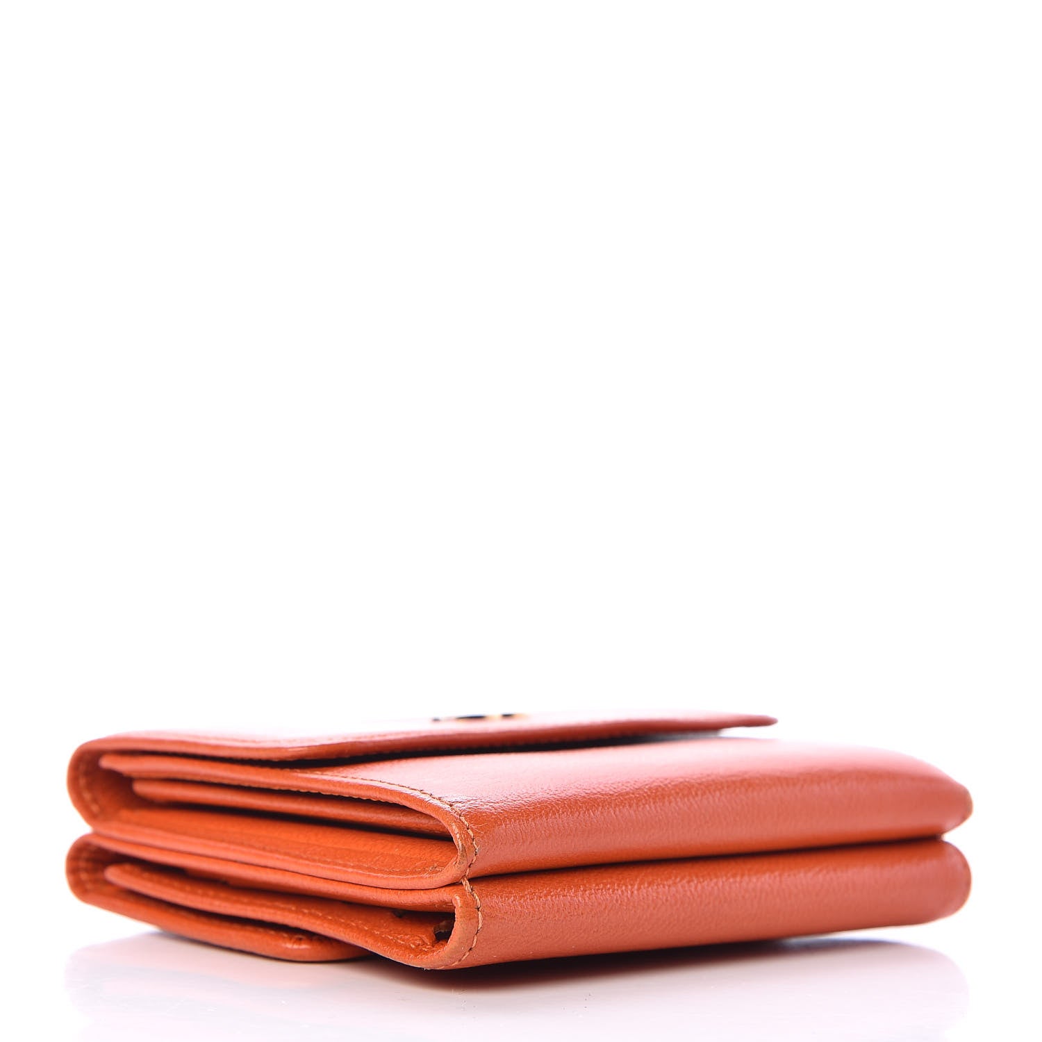 Chanel Goatskin Compact Double Sided Wallet Orange 4 of 12