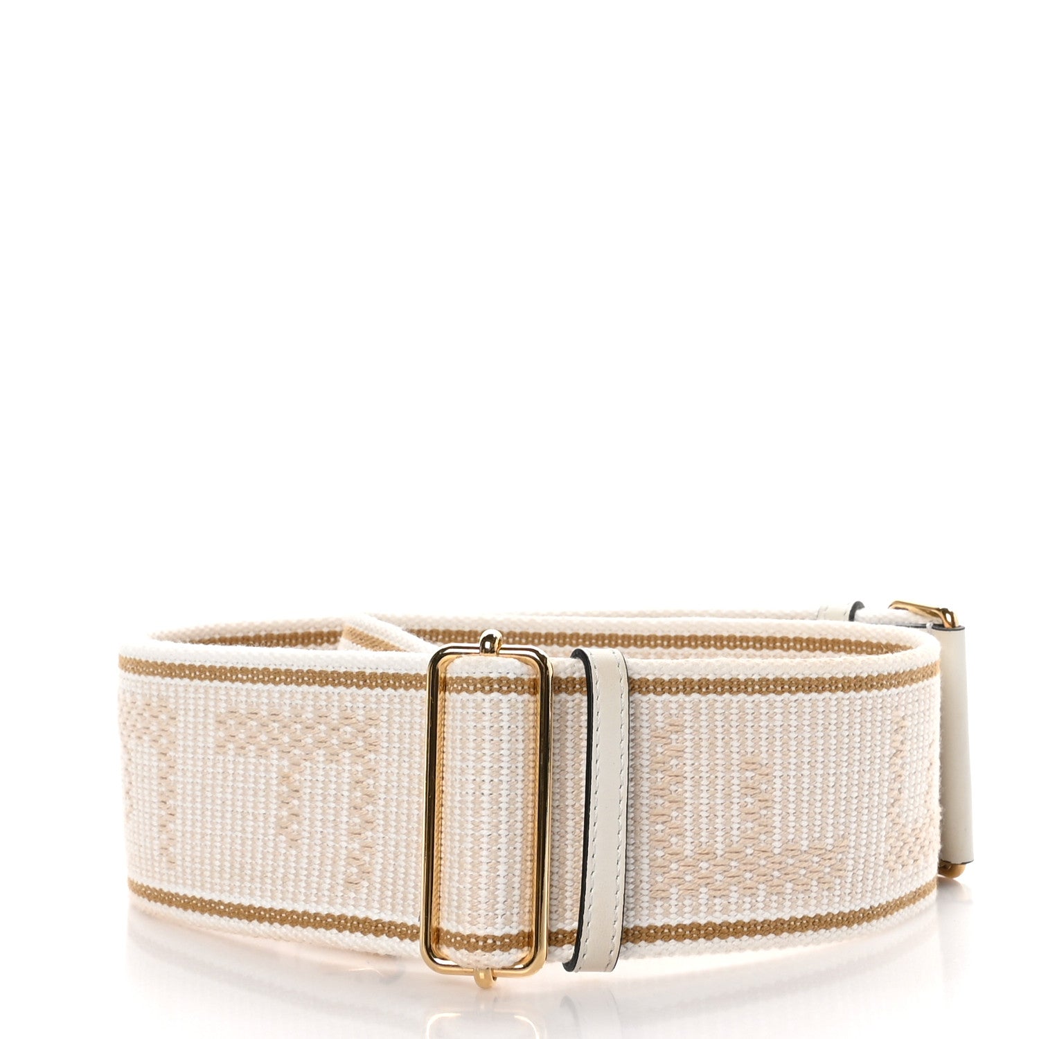 Fendi Cannete Ribbon Poly Vitello Century Logo Adjustable Strap You White Garza Ecru 2 of 5