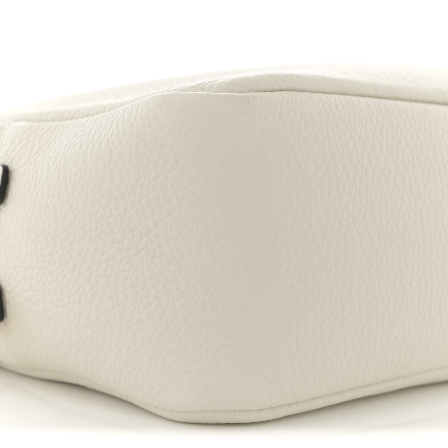Vitello Daino Soft Medium Double Zip Shoulder Bag White