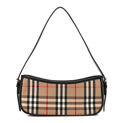 Burberry Vintage Check Calfskin Sling Archive Beige Black 1 of 10