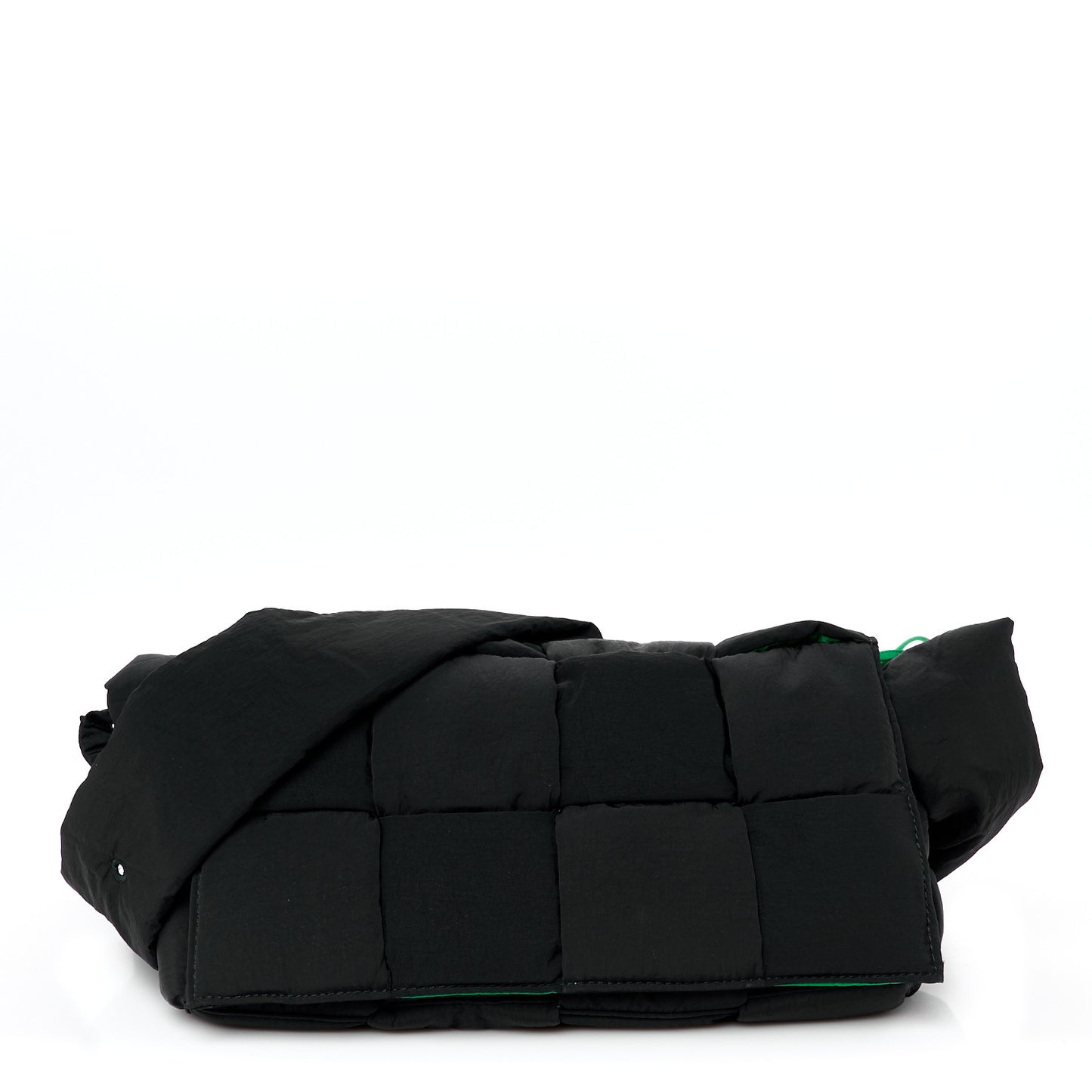 Nylon Intrecciato Padded Tech Cassette Bag Black Green