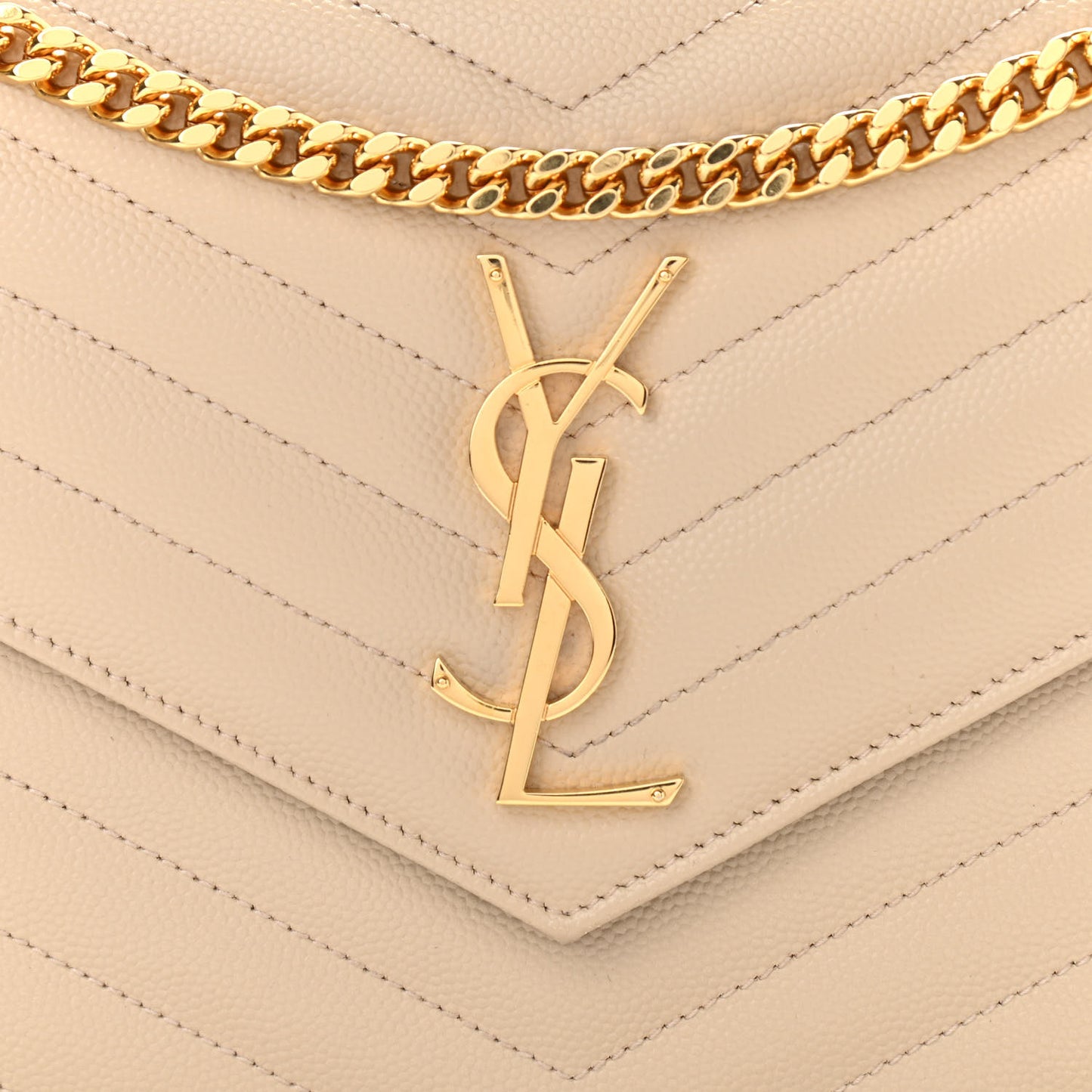 Grain De Poudre Matelasse Chevron Monogram Chain Wallet Nude Powder