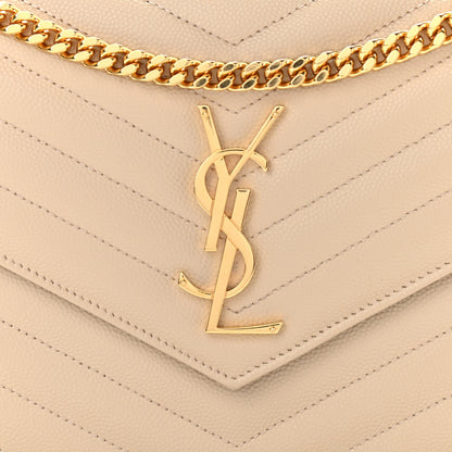 Saint Laurent Grain De Poudre Matelasse Chevron Monogram Chain Wallet Nude Powder 8 of 10