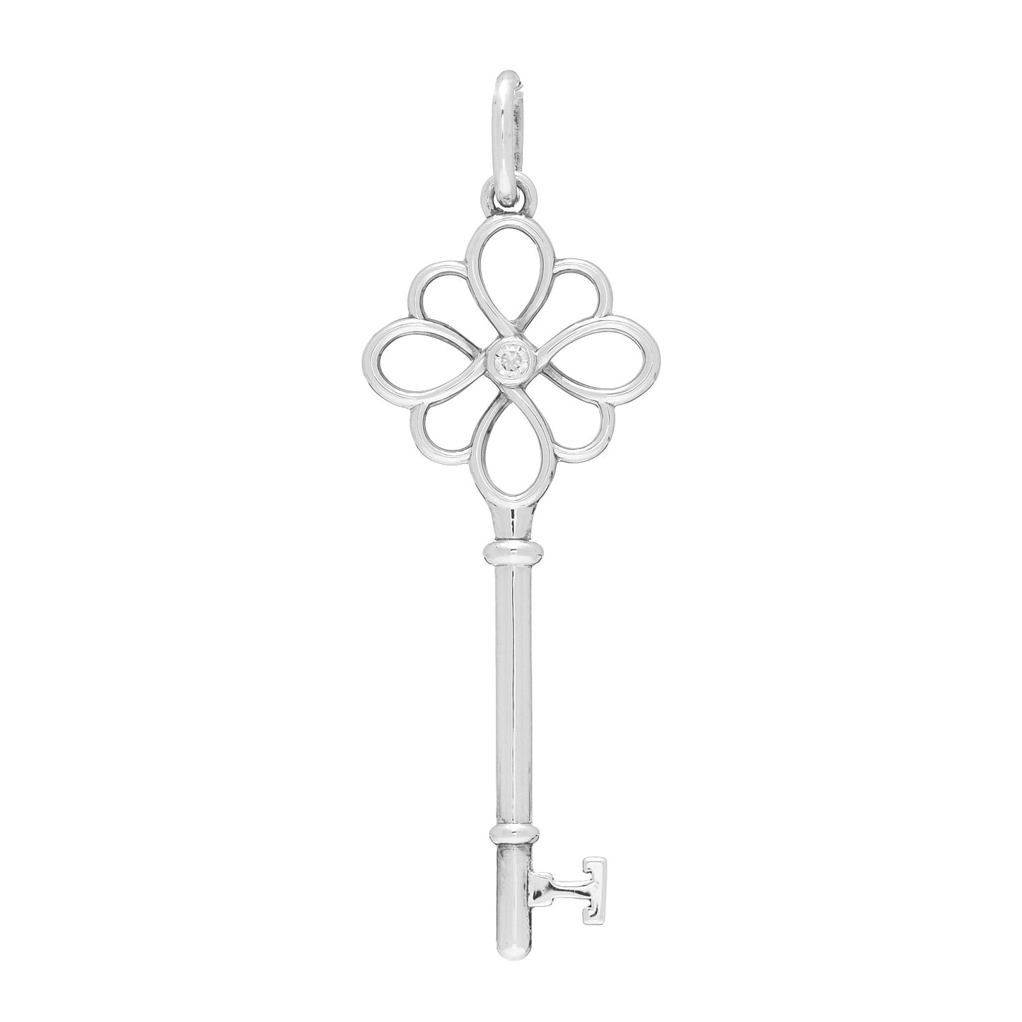 Sterling Silver Diamond Knot Key Pendant