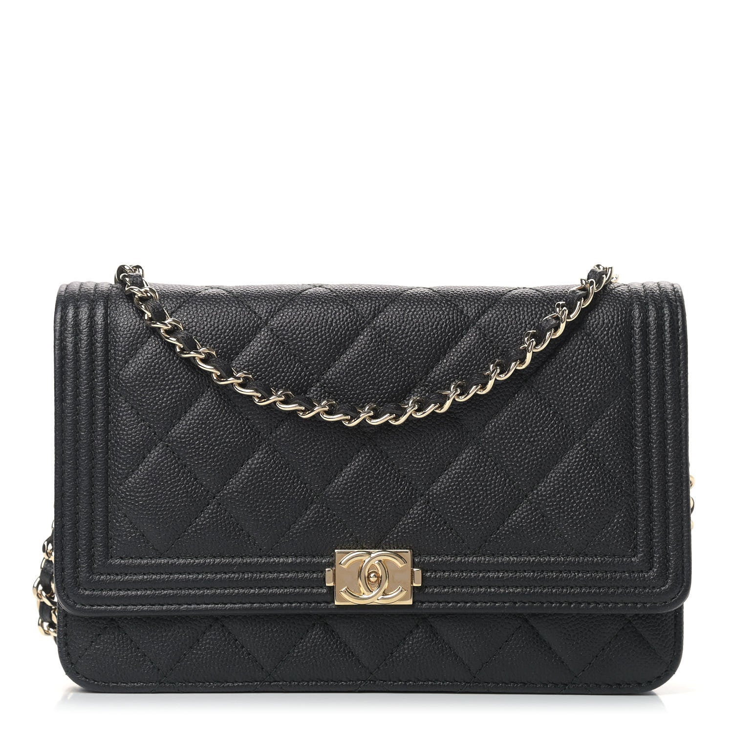Chanel Caviar Quilted Boy Wallet On Chain WOC Black 1 of 11