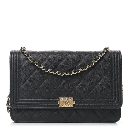 Chanel Caviar Quilted Boy Wallet On Chain WOC Black 1 of 11