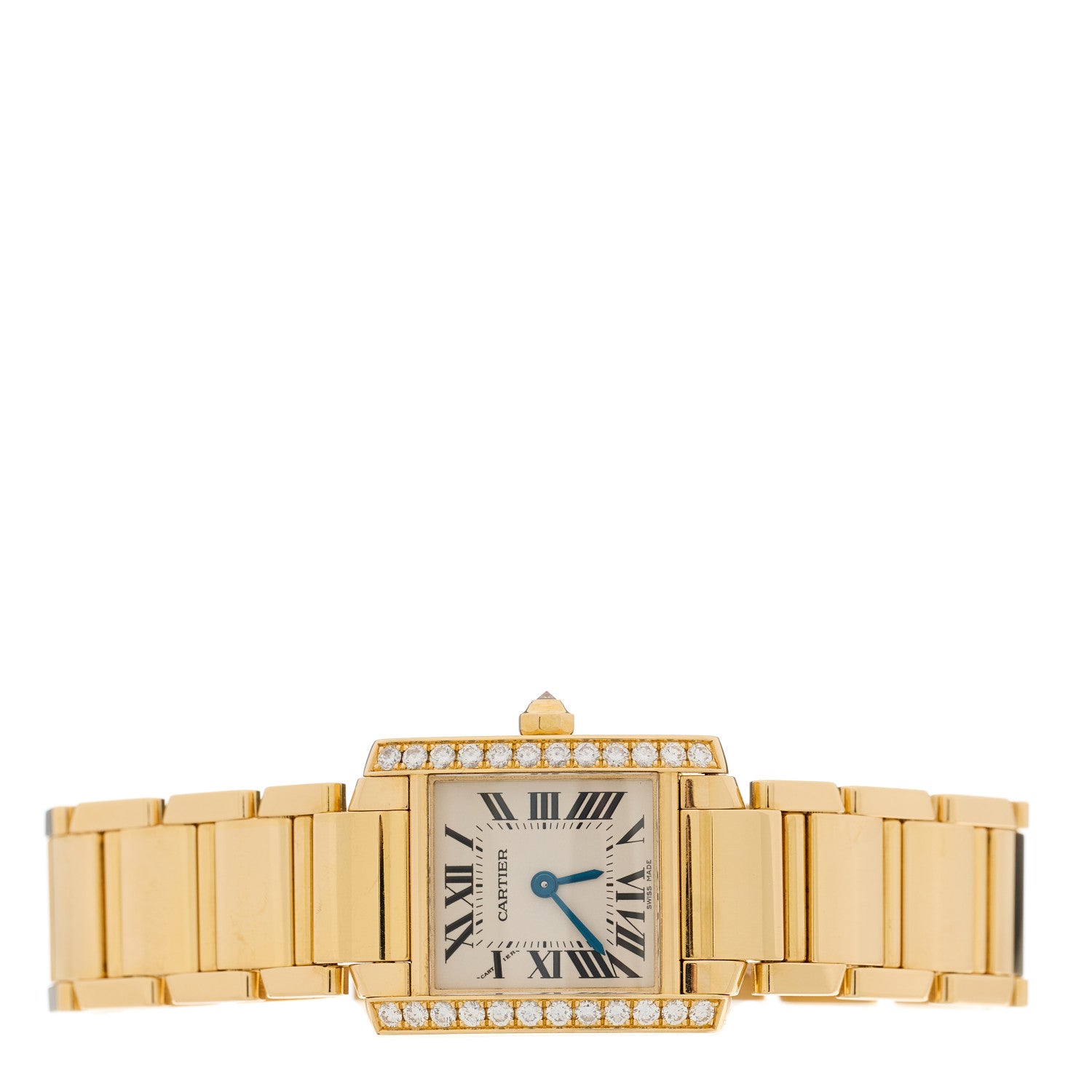 Cartier 18K Yellow Gold Diamond 20mm Tank Francaise Quartz Watch 2 of 4