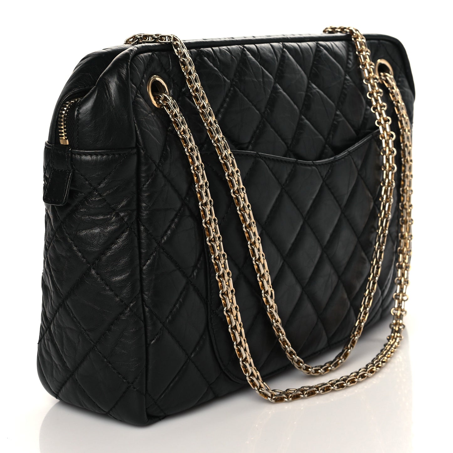 Aged Calfskin Quilted Large Reissue Camera Case Black