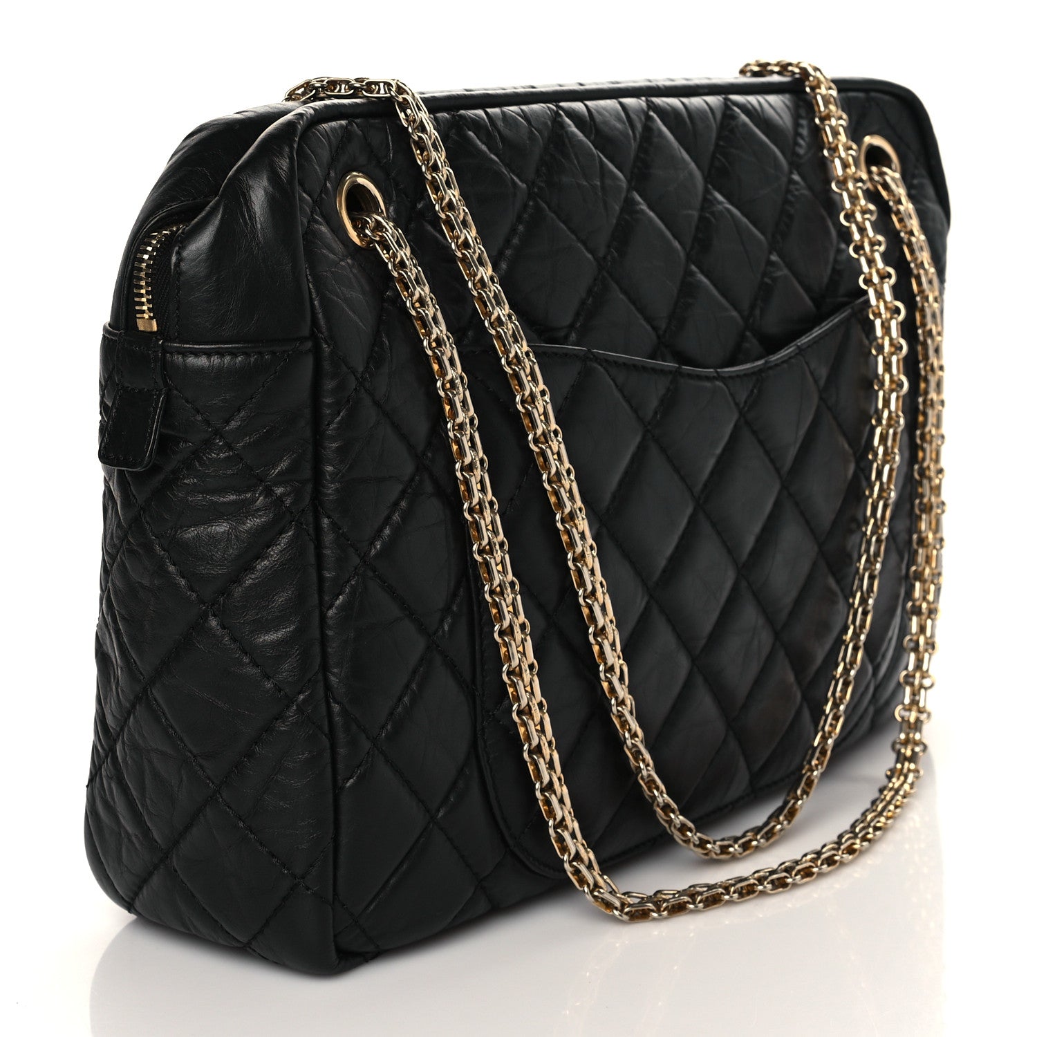 Chanel Aged Calfskin Quilted Large Reissue Camera Case Black 3 of 10
