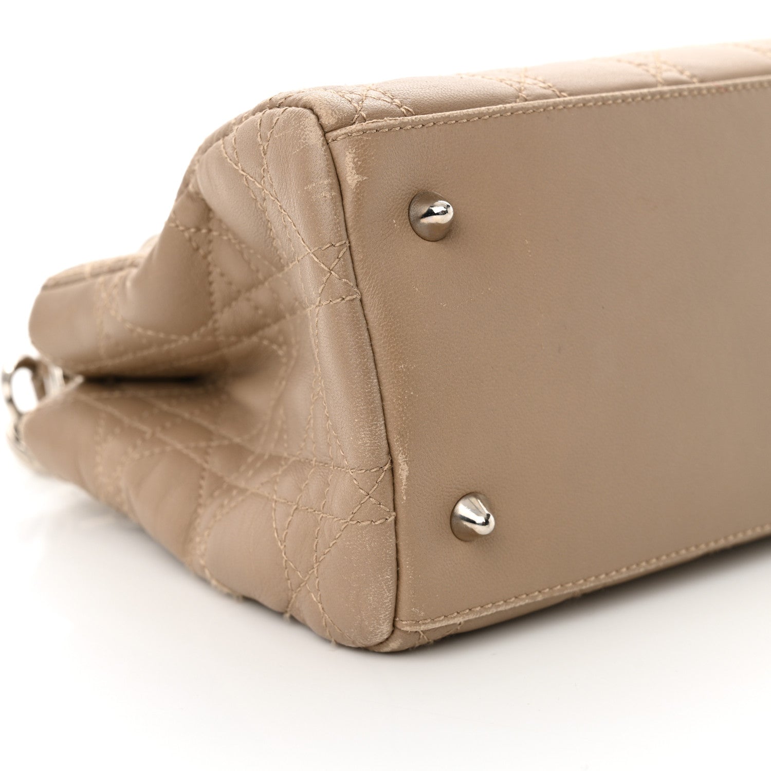 Christian Dior Lambskin Cannage Soft East West Tote Beige 9 of 12