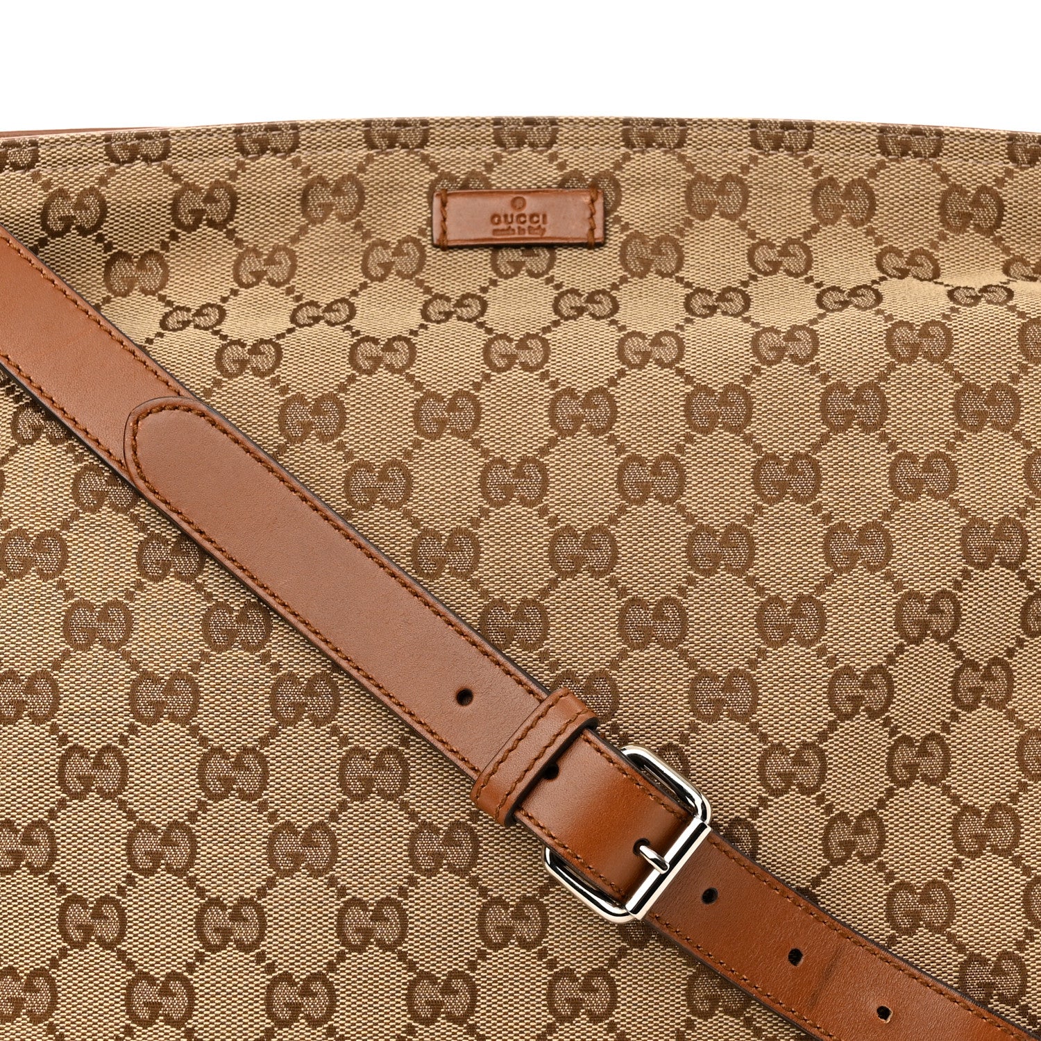 Gucci Monogram Large Flat Messenger Bag Brown 7 of 12