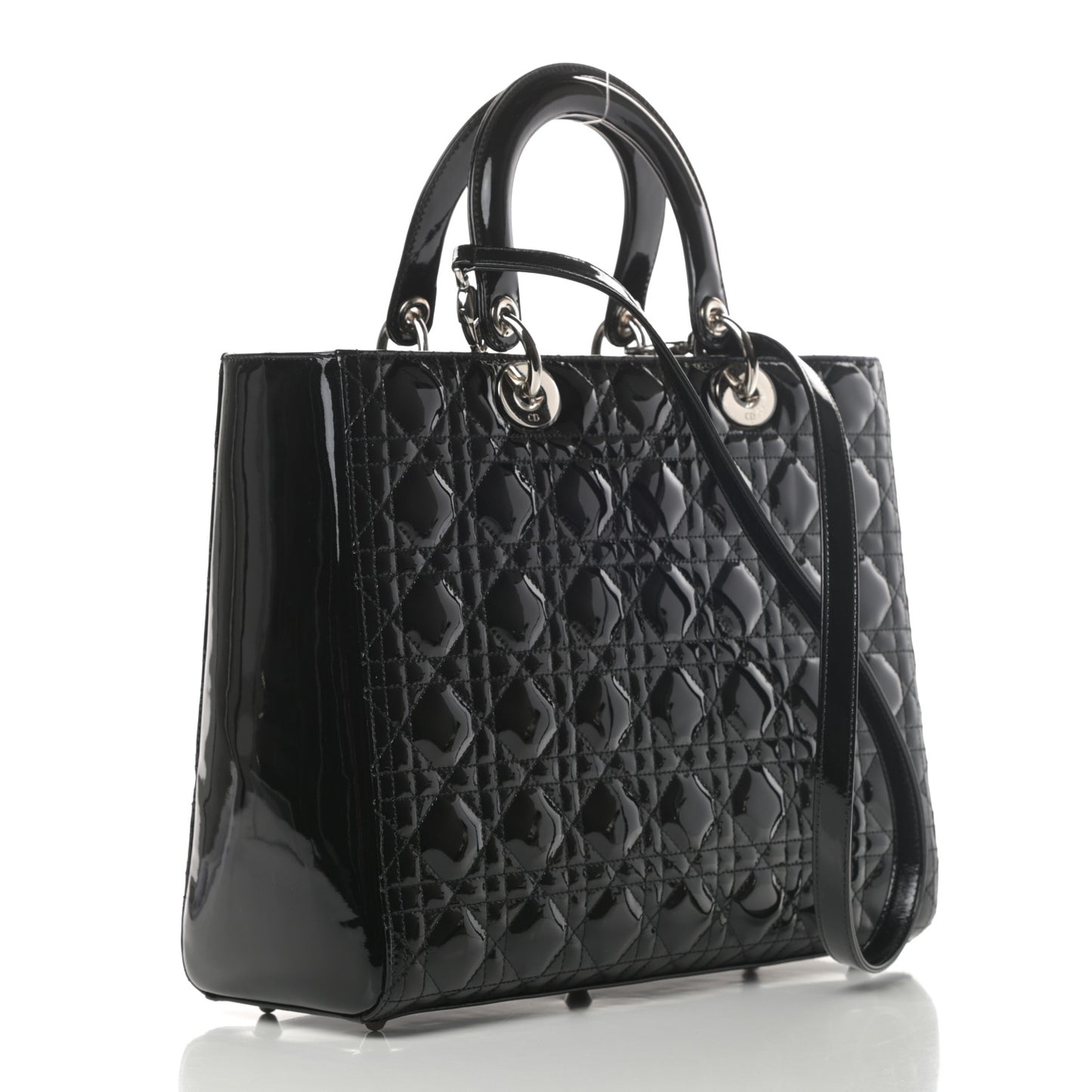 Patent Cannage Large Lady Dior Black