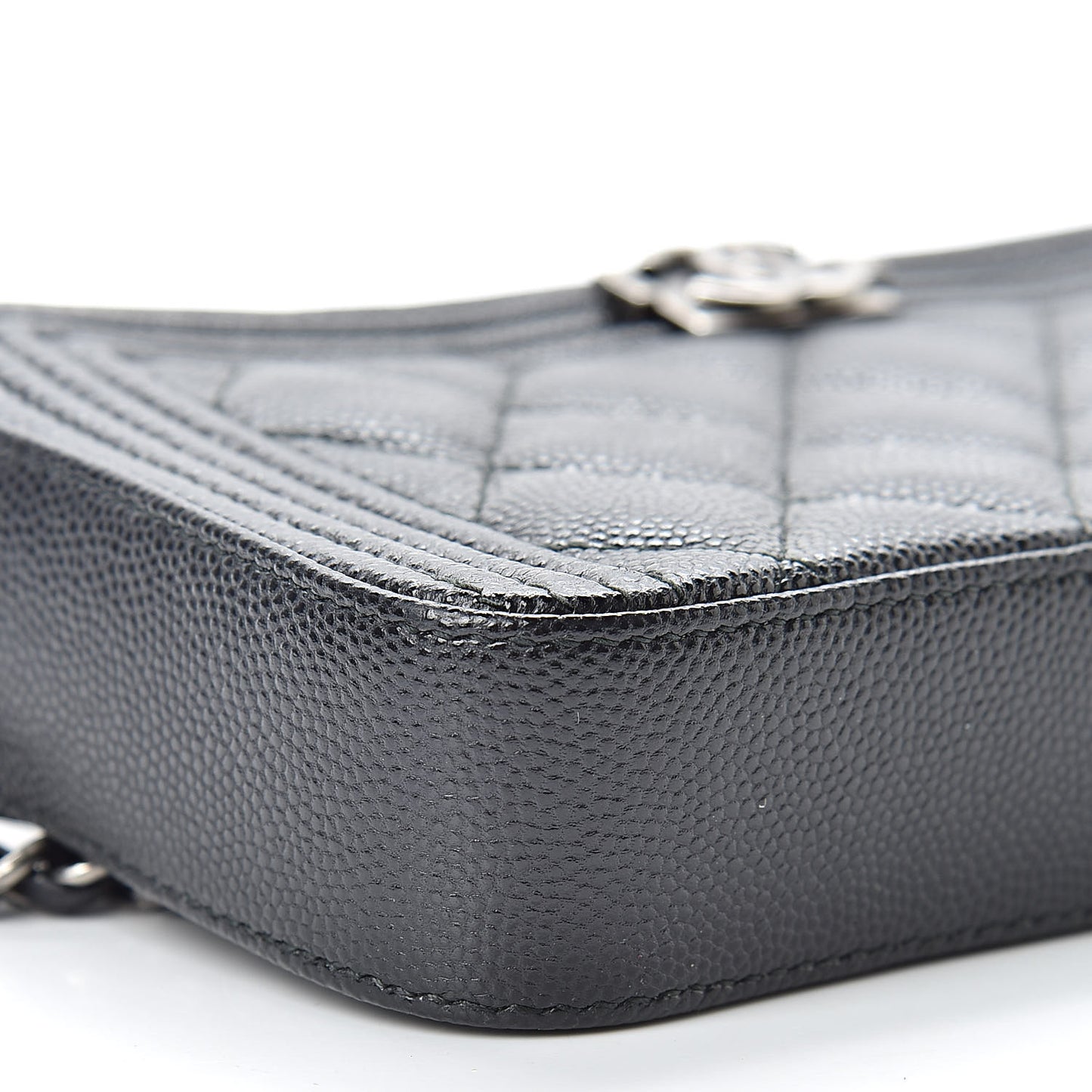 Caviar Quilted Small Boy Clutch With Chain Black