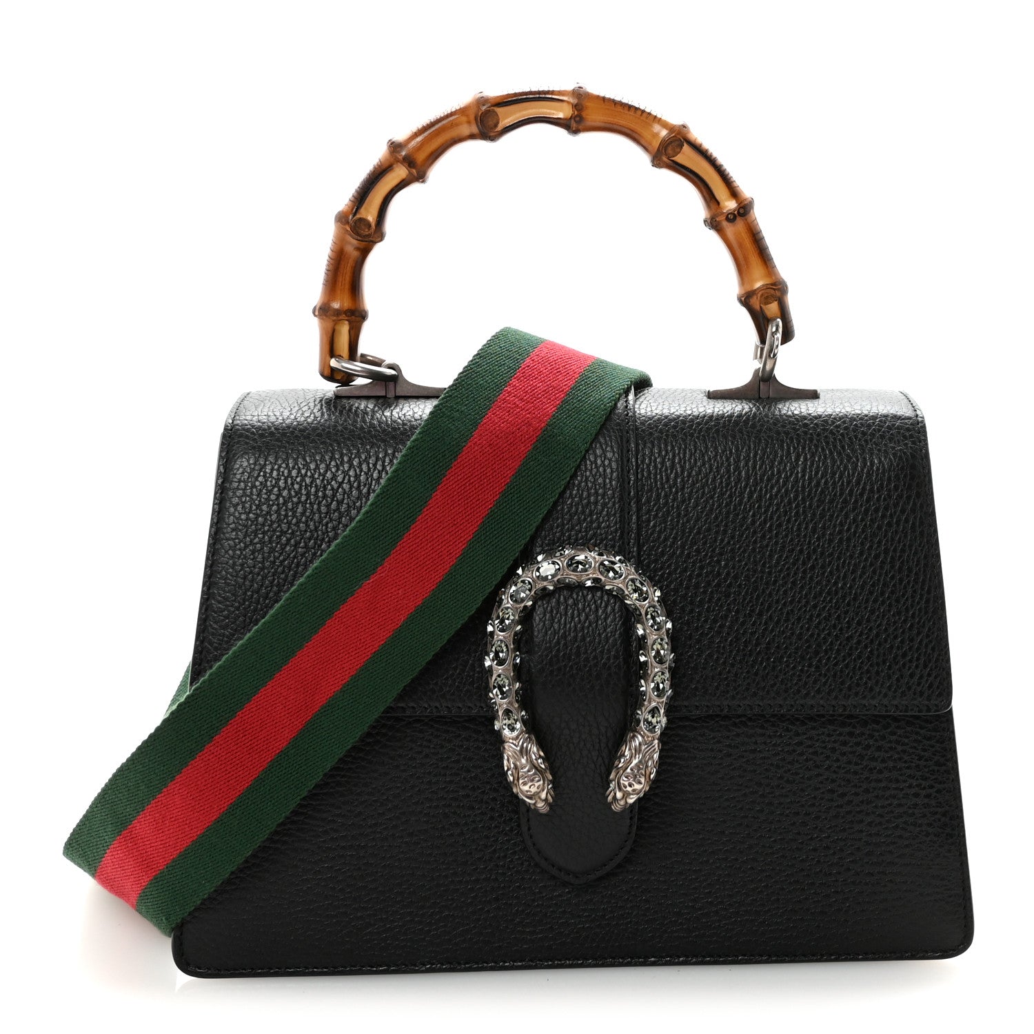 Gucci Dollar Calfskin Crystal Web Medium Dionysus Bamboo Top Handle Bag Black Black Diamond 1 of 10