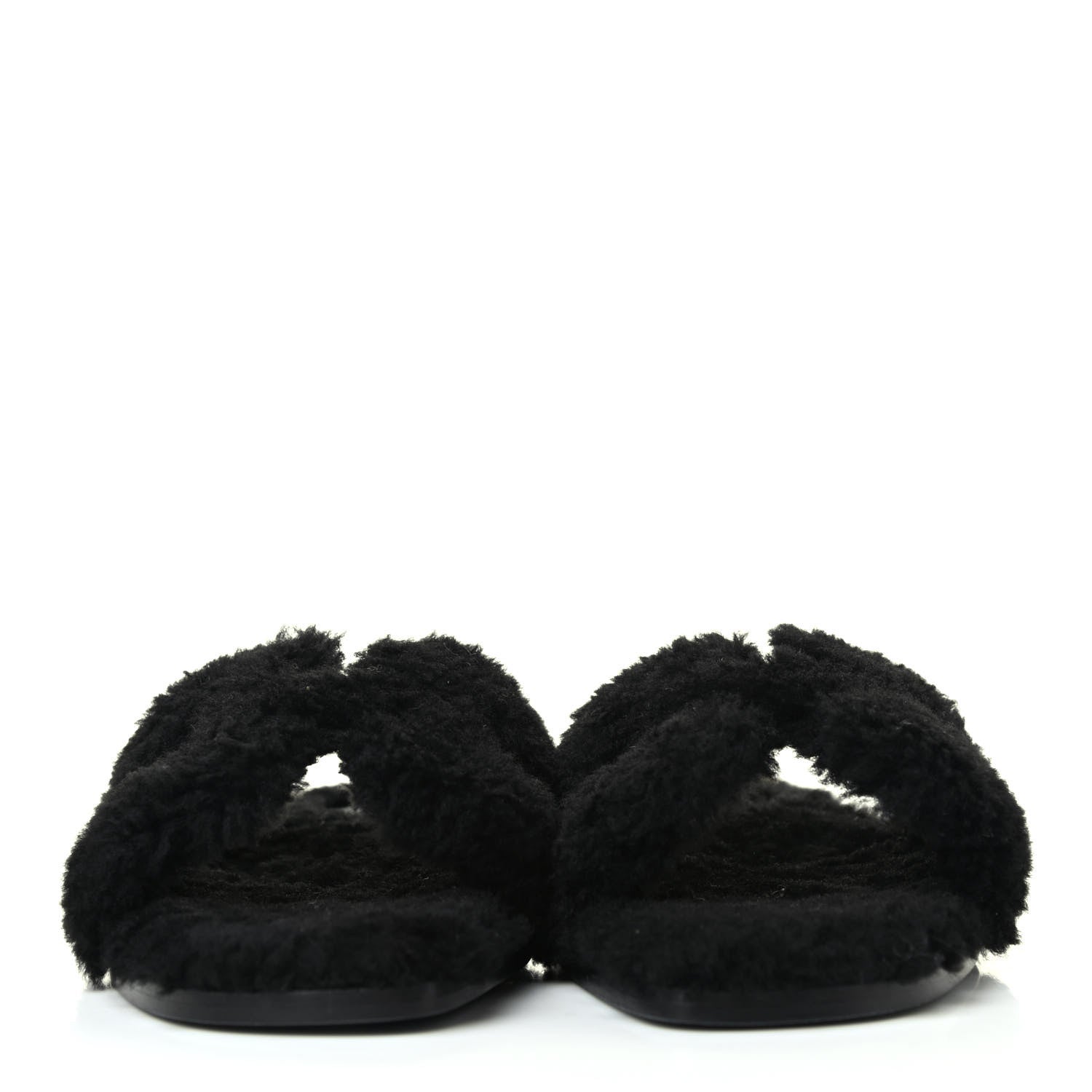 Hermes Woolskin Oran Sandals 38 Black 2 of 4