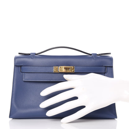 Hermes Swift Kelly Pochette Clutch Bleu Brighton 2 of 27