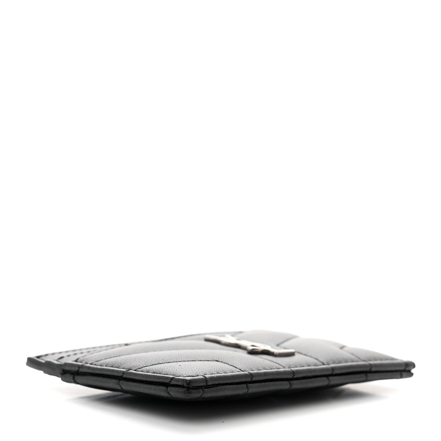 Calfskin Y Quilted Monogram LouLou Credit Card Case Black