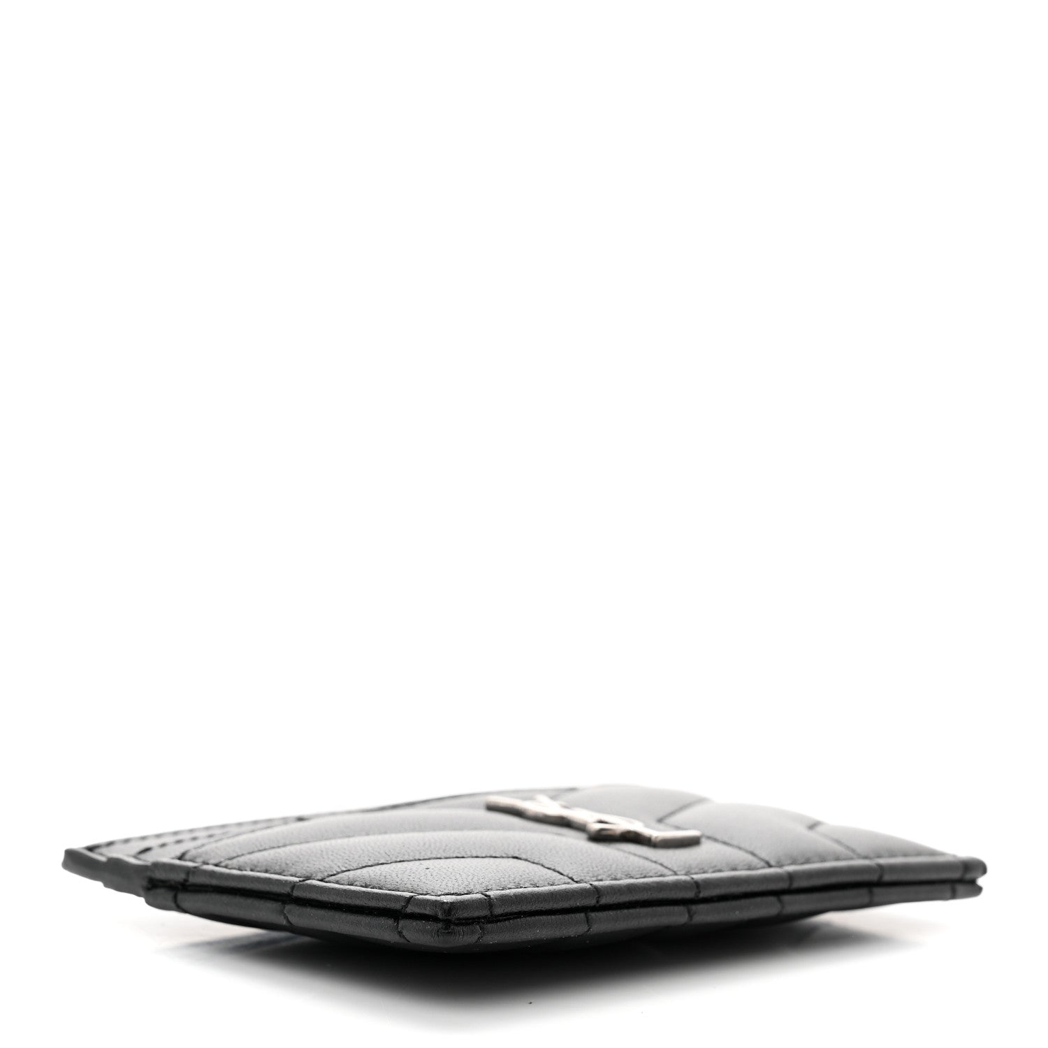 Saint Laurent Calfskin Y Quilted Monogram LouLou Credit Card Case Black 4 of 7