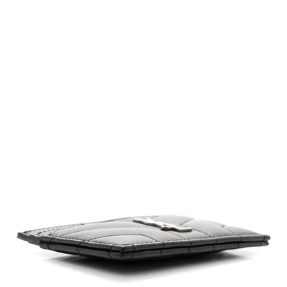 Saint Laurent Calfskin Y Quilted Monogram LouLou Credit Card Case Black 4 of 7