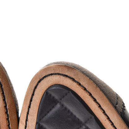 Chanel Lambskin Suede CC Elastic Cap Toe Ballerina Pumps 38 Black Grey 11 of 11