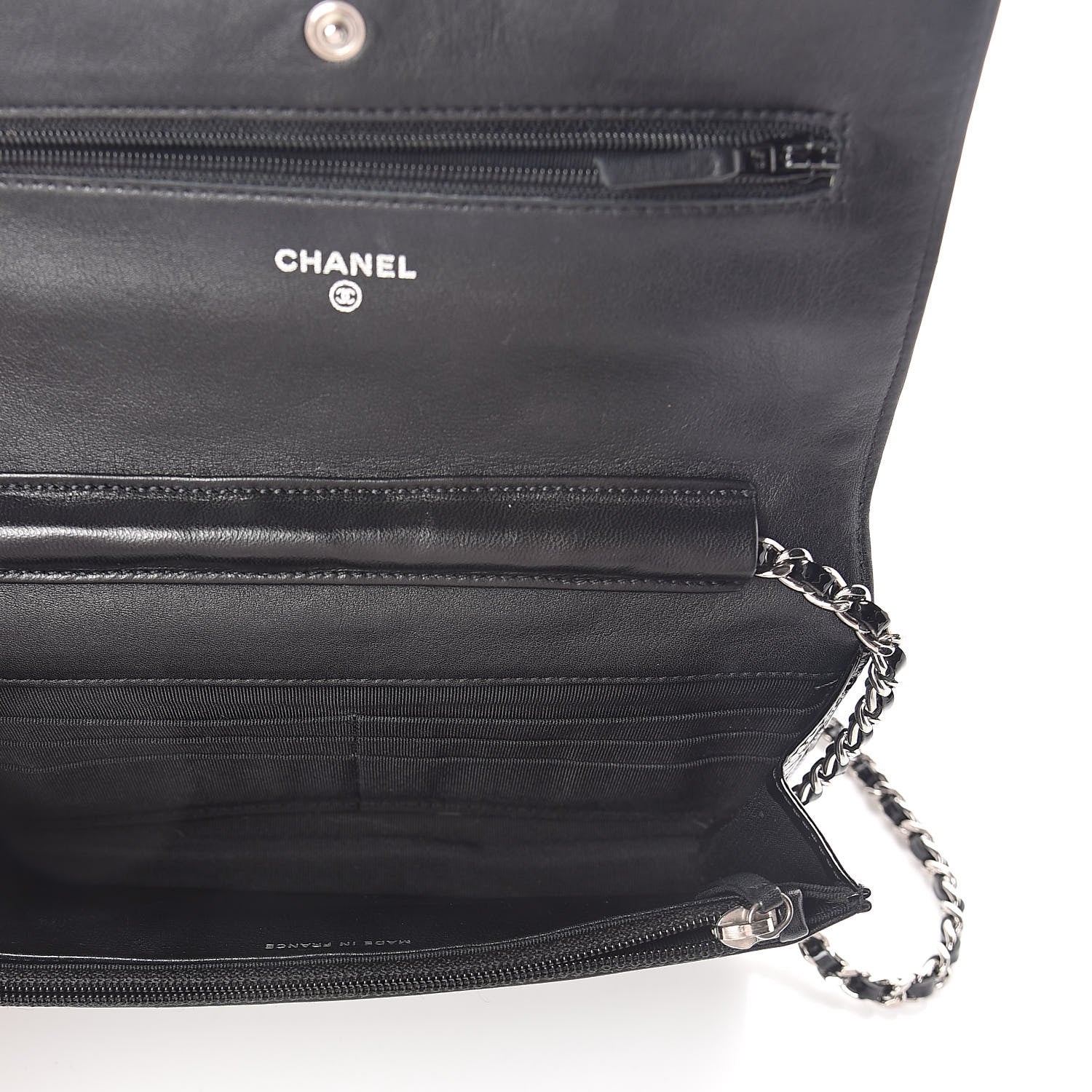 Chanel Patent Quilted Wallet On Chain WOC Black 5 of 10