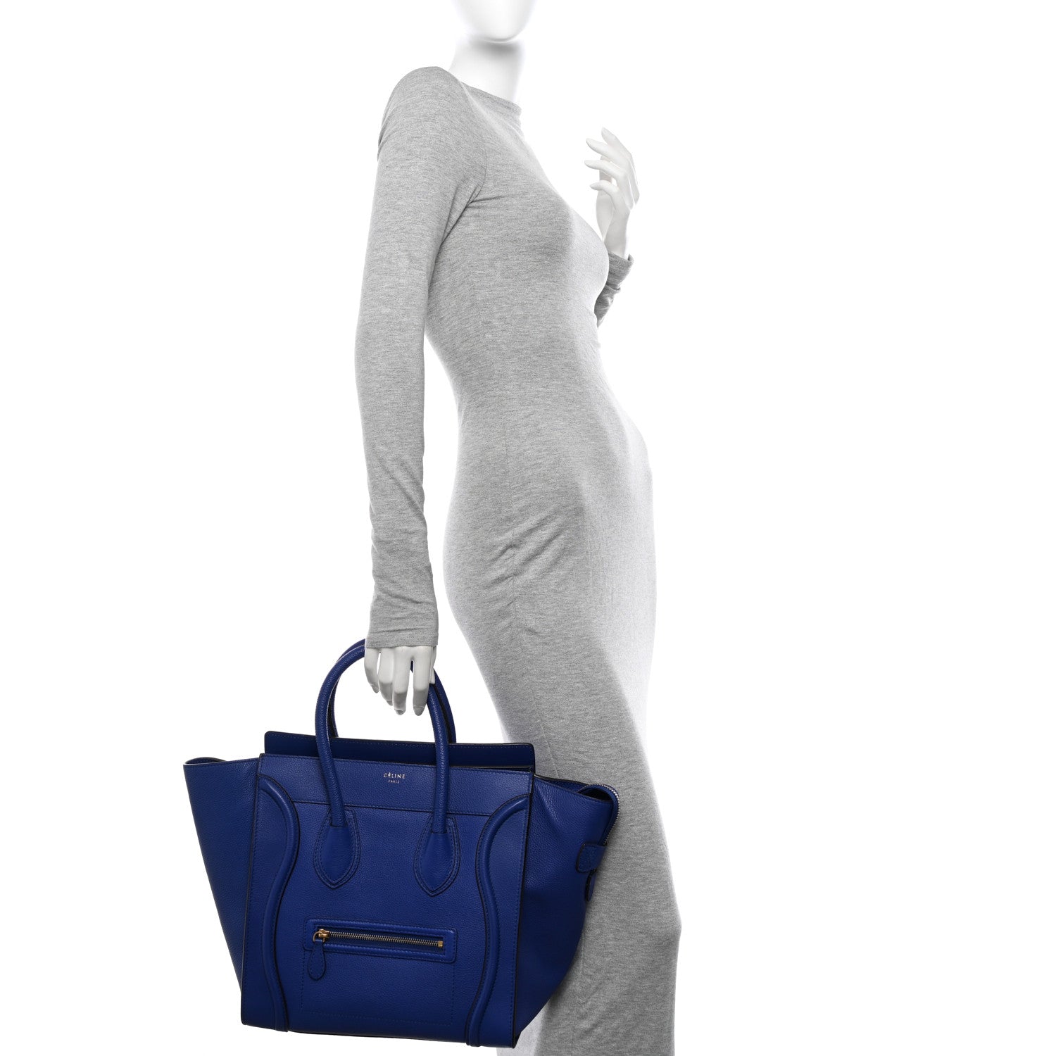 Celine Drummed Calfskin Mini Luggage Indigo 2 of 12