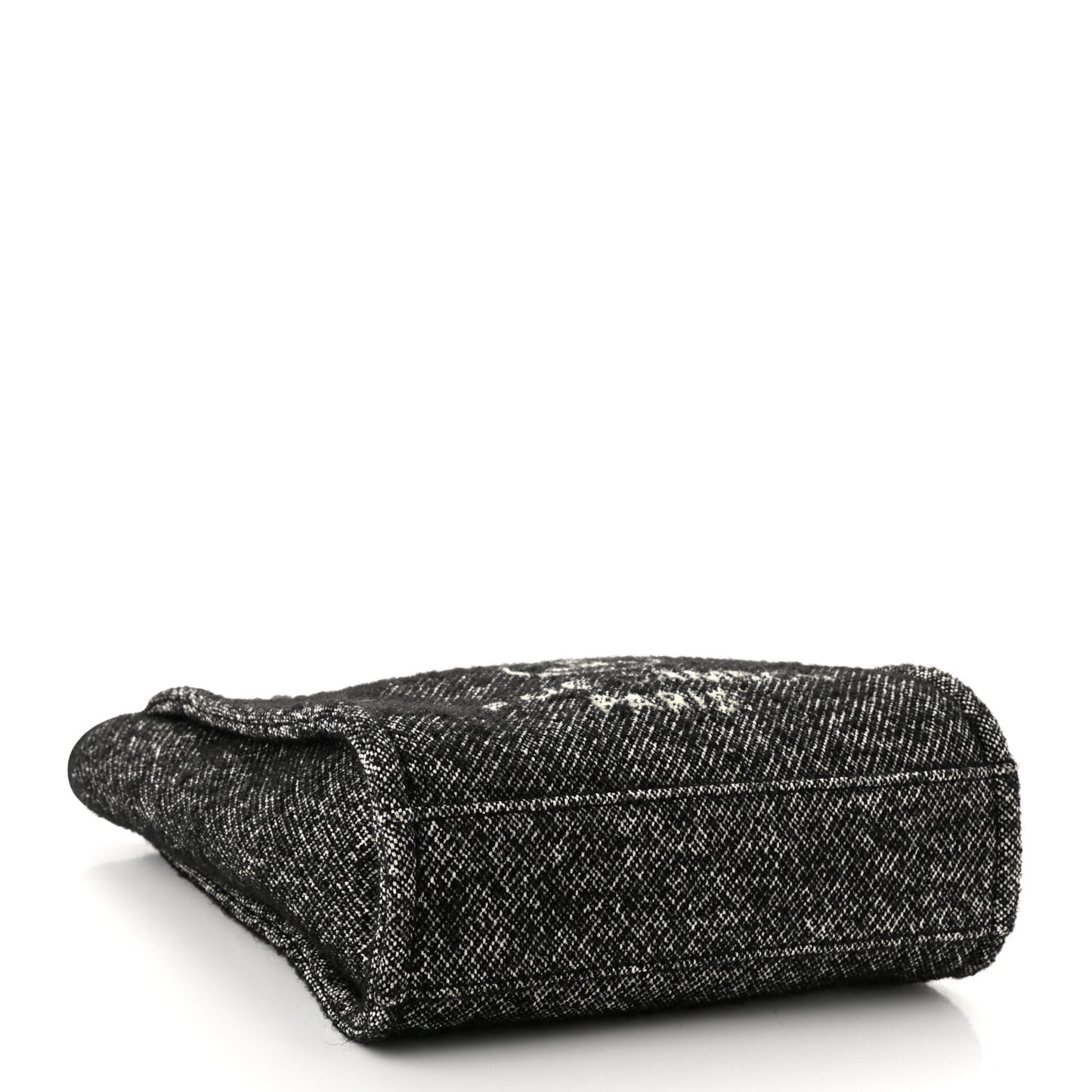 Mixed Fibers Calfskin Mini Deauville Tote Black White