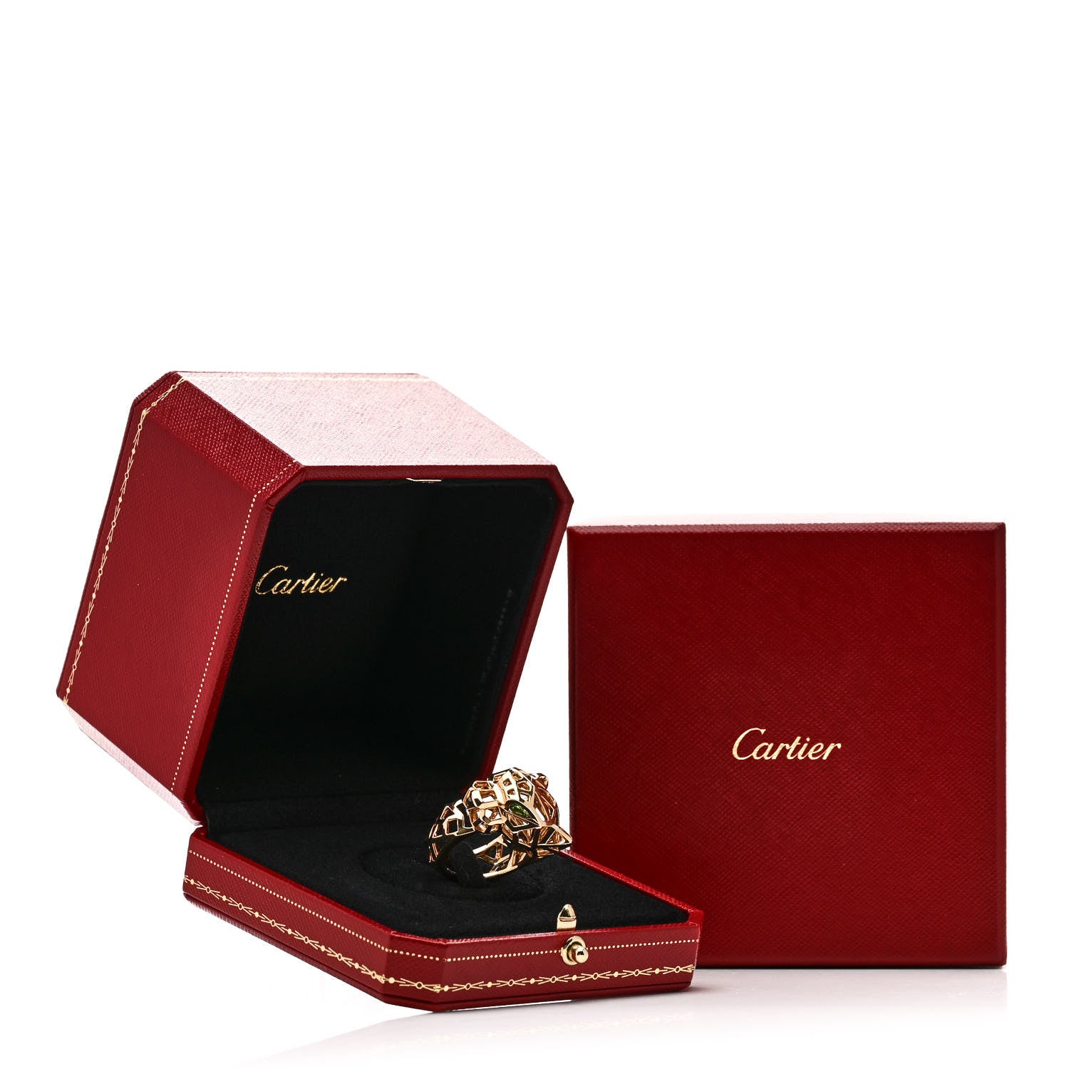 Cartier 18K Yellow Gold Tsavorite Onyx Panthère De Cartier Ring 59 8.75 8 of 8