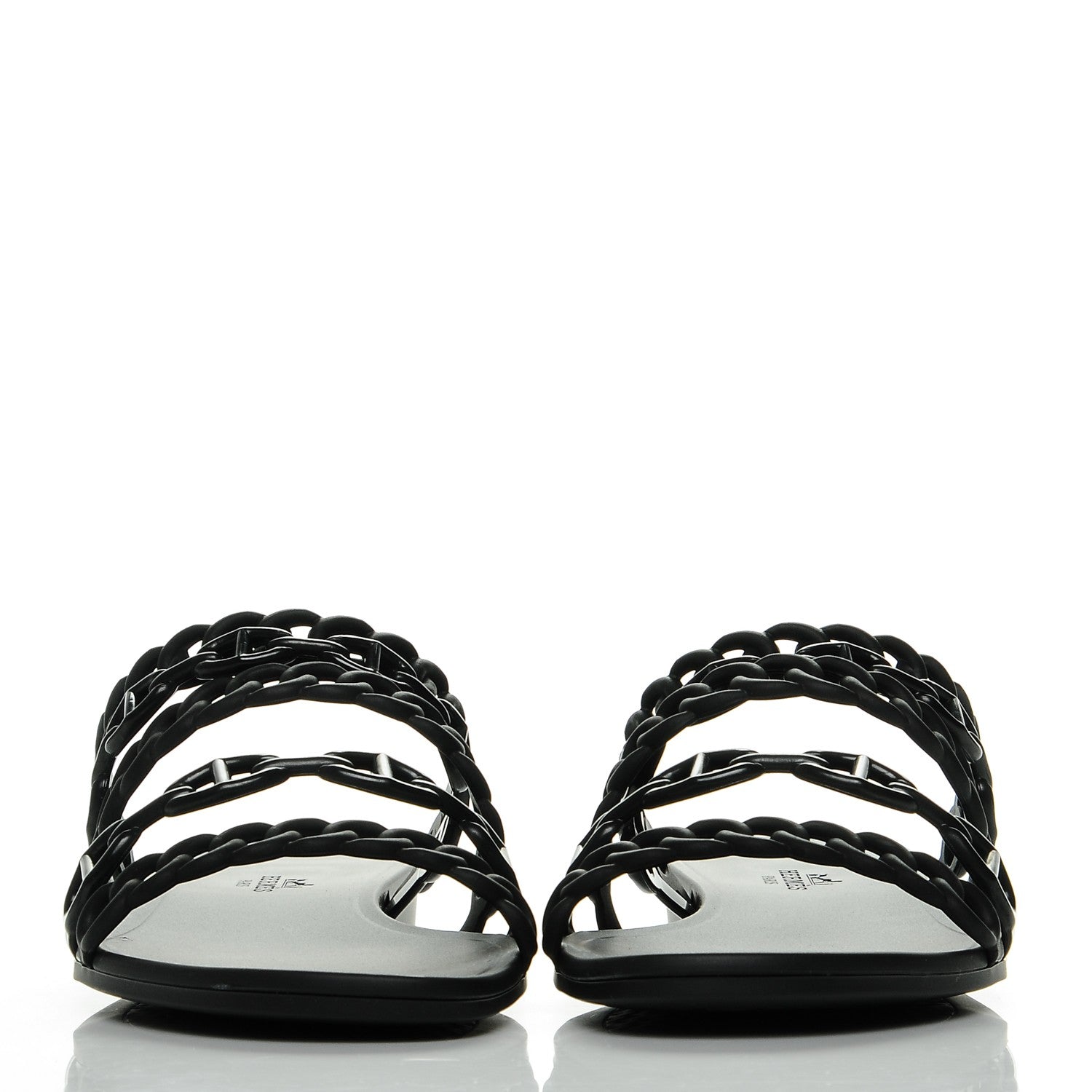 Hermes Rubber Chaine d'Ancre Nude Sandals 41 Black 2 of 7