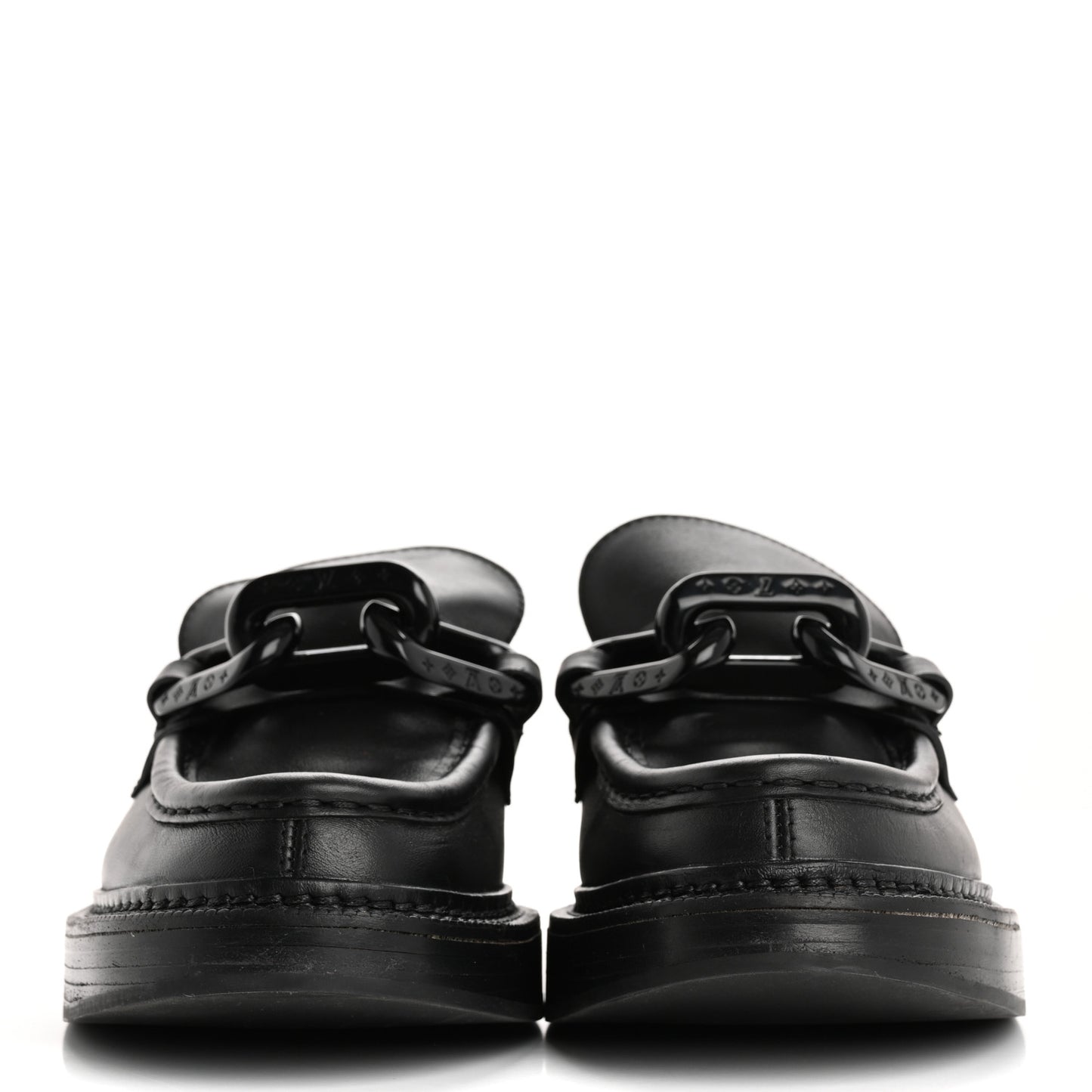Calfskin Oversized Chain Academy Loafers 37.5 Black