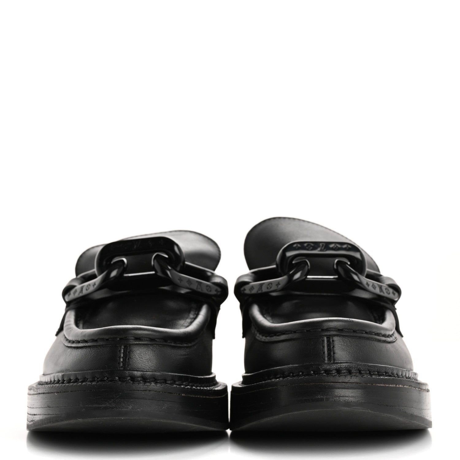 Louis Vuitton Calfskin Oversized Chain Academy Loafers 37.5 Black 3 of 13