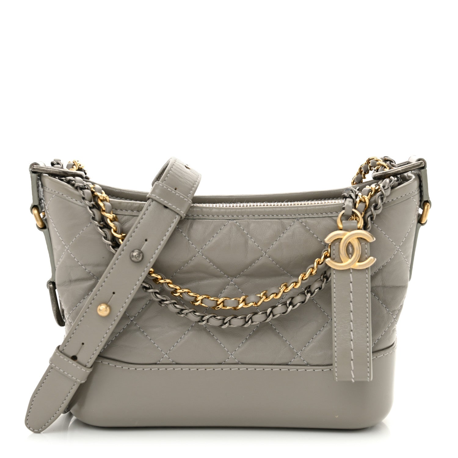 Chanel Aged Calfskin Quilted Small Gabrielle Hobo Grey 1 of 14