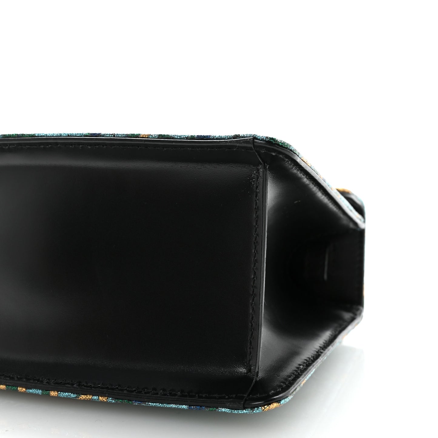 Iridescent Brocade Mini Sylvie Top Handle Bag Azure