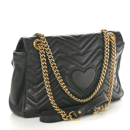 Gucci Calfskin Matelasse Medium GG Marmont Shoulder Bag Black 3 of 17