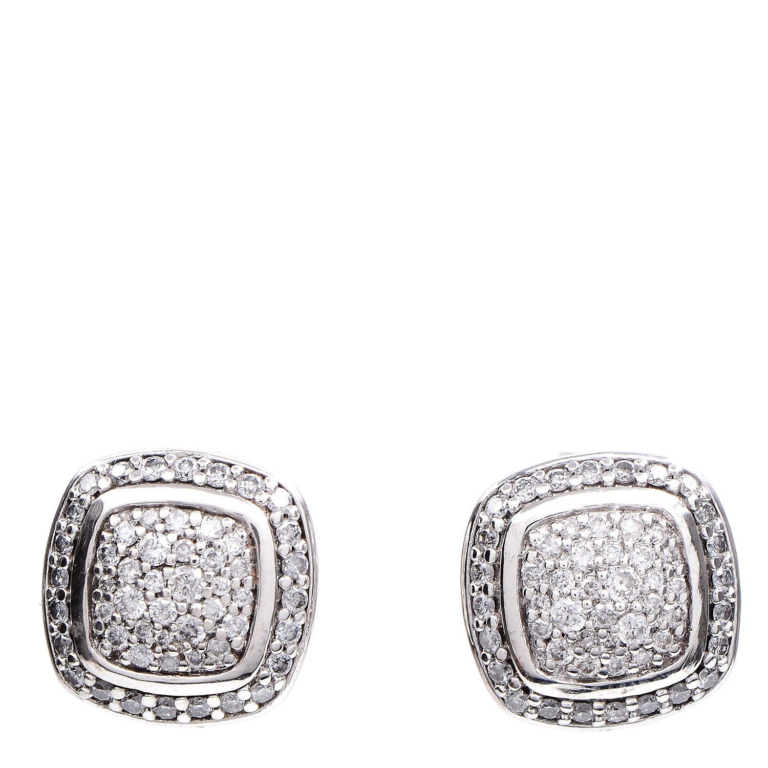 David Yurman Sterling Silver Diamond 7mm Pave Albion Earrings 1 of 8