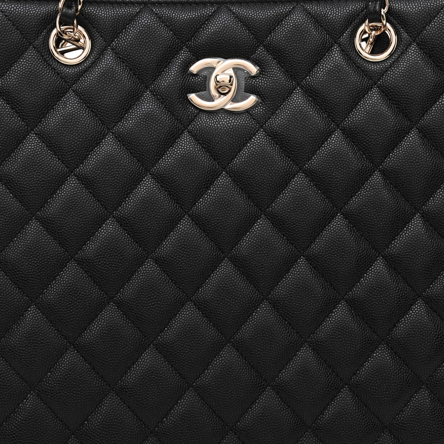 Caviar Quilted Large Shopping Tote Black