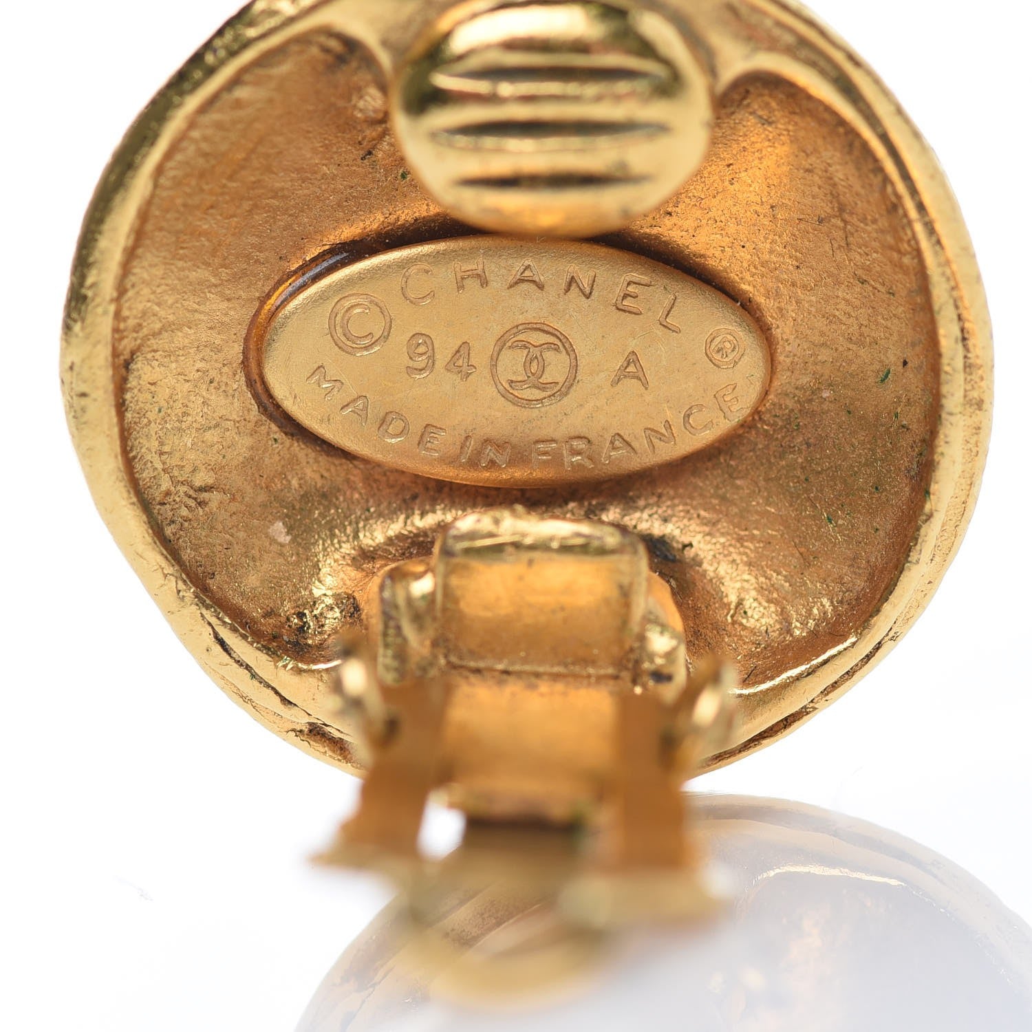 Chanel CC Button Clip On Earrings Gold 4 of 4