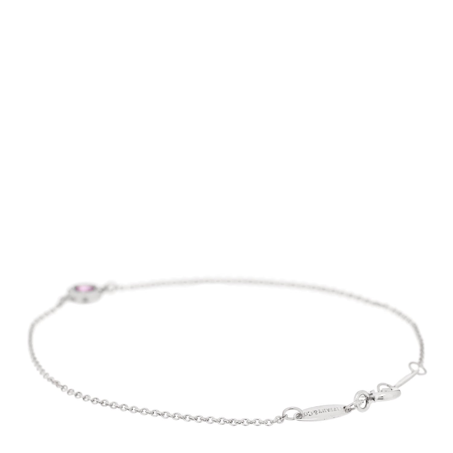 Tiffany Sterling Silver Pink Sapphire Elsa Peretti Color By The Yard Bracelet 2 of 4
