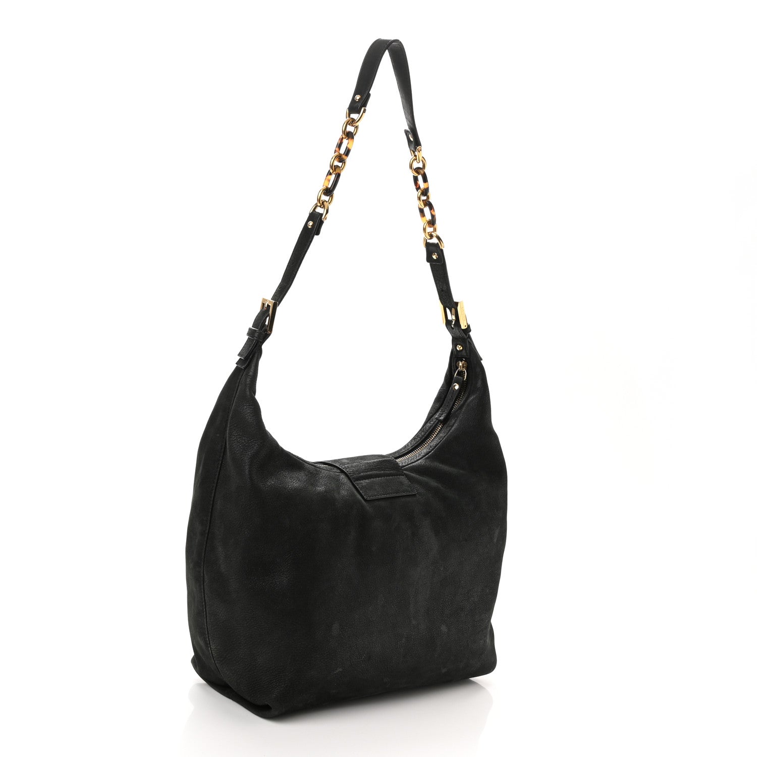 Fendi Vitello Savana Forever Hobo Black Tartaruga Natural 3 of 9