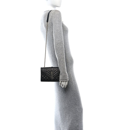 Saint Laurent Grain De Poudre Textured Mixed Matelasse Triquilt Small Monogram Satchel Black 2 of 10