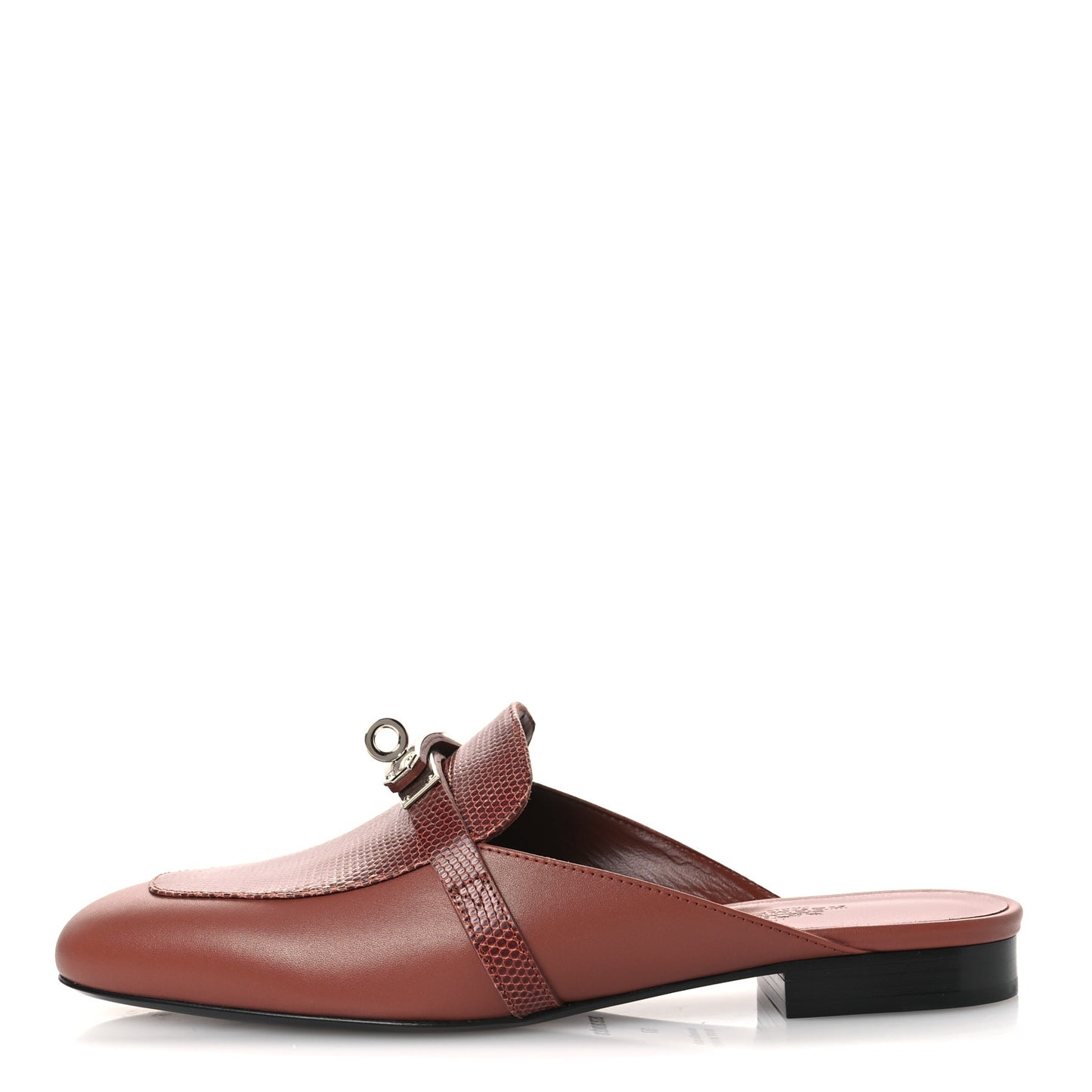 Lizard Calfskin Oz Mules 37 Rouge Sepia