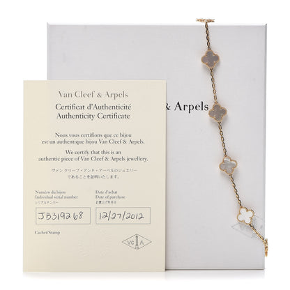 Van Cleef & Arpels 18K Yellow Gold Mother of Pearl 10 Motifs Vintage Alhambra Necklace 6 of 6