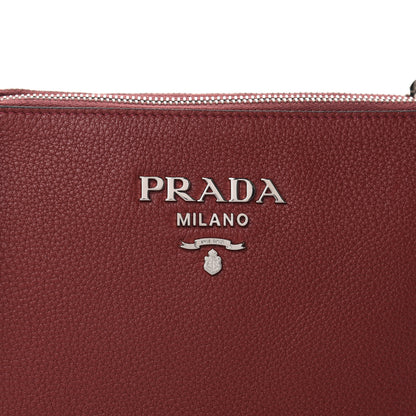 Prada Vitello Daino Double Zip Crossbody Bag Rubino 10 of 10