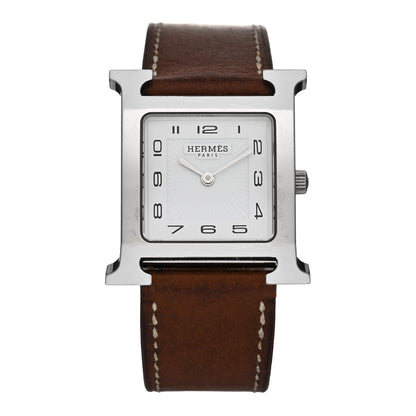 Hermes Stainless Steel Barenia 26mm Heure H Hour Quartz Watch Fauve 1 of 5