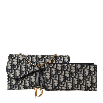 Christian Dior Oblique Saddle Chain Long Wallet Blue 1 of 13