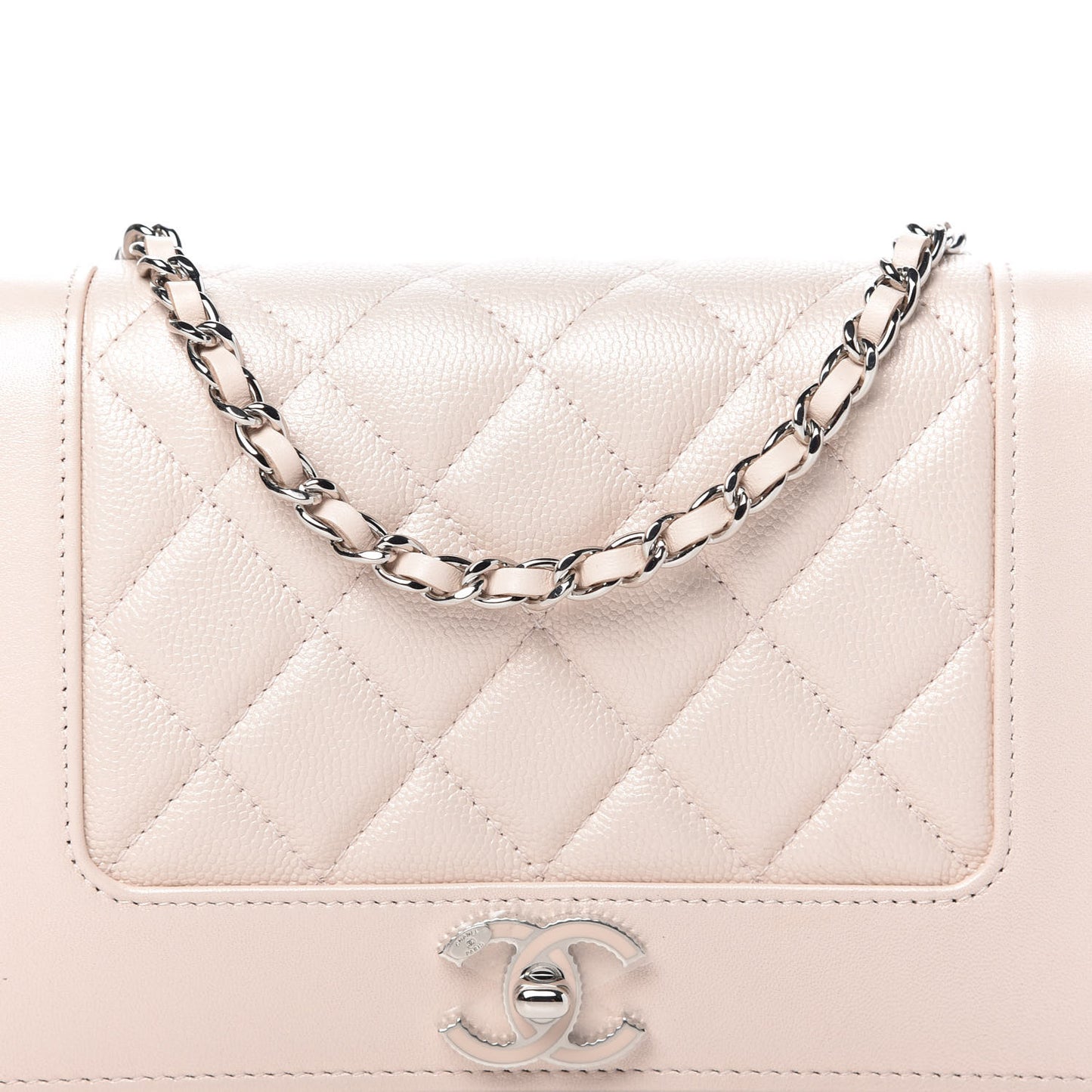 Caviar Quilted Vintage Mademoiselle Wallet On Chain WOC Beige