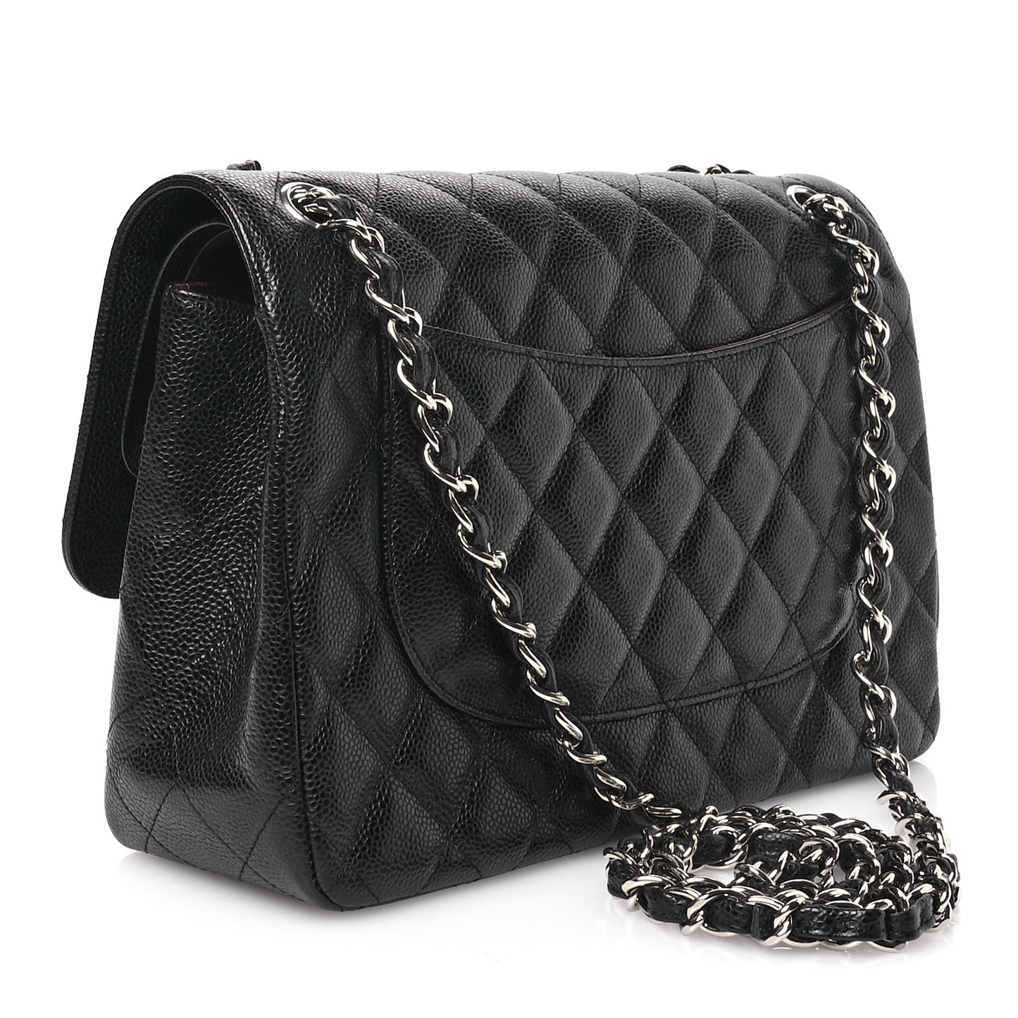 Caviar Quilted Jumbo Double Flap Black
