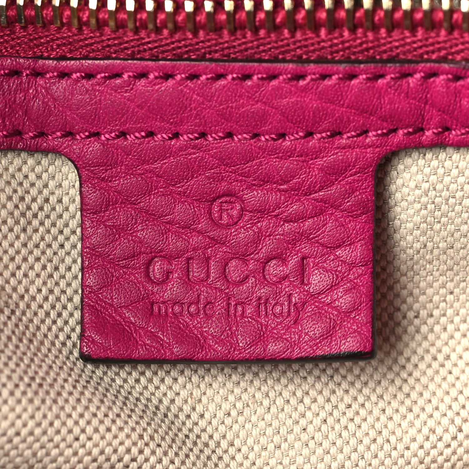 Gucci Pebbled Calfskin Medium Bamboo Shopper Tote Bright Bougainvillea 6 of 9