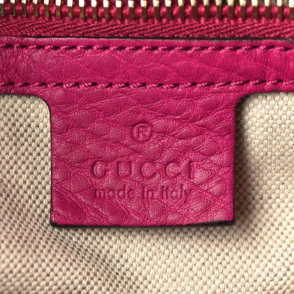 Gucci Pebbled Calfskin Medium Bamboo Shopper Tote Bright Bougainvillea 6 of 9