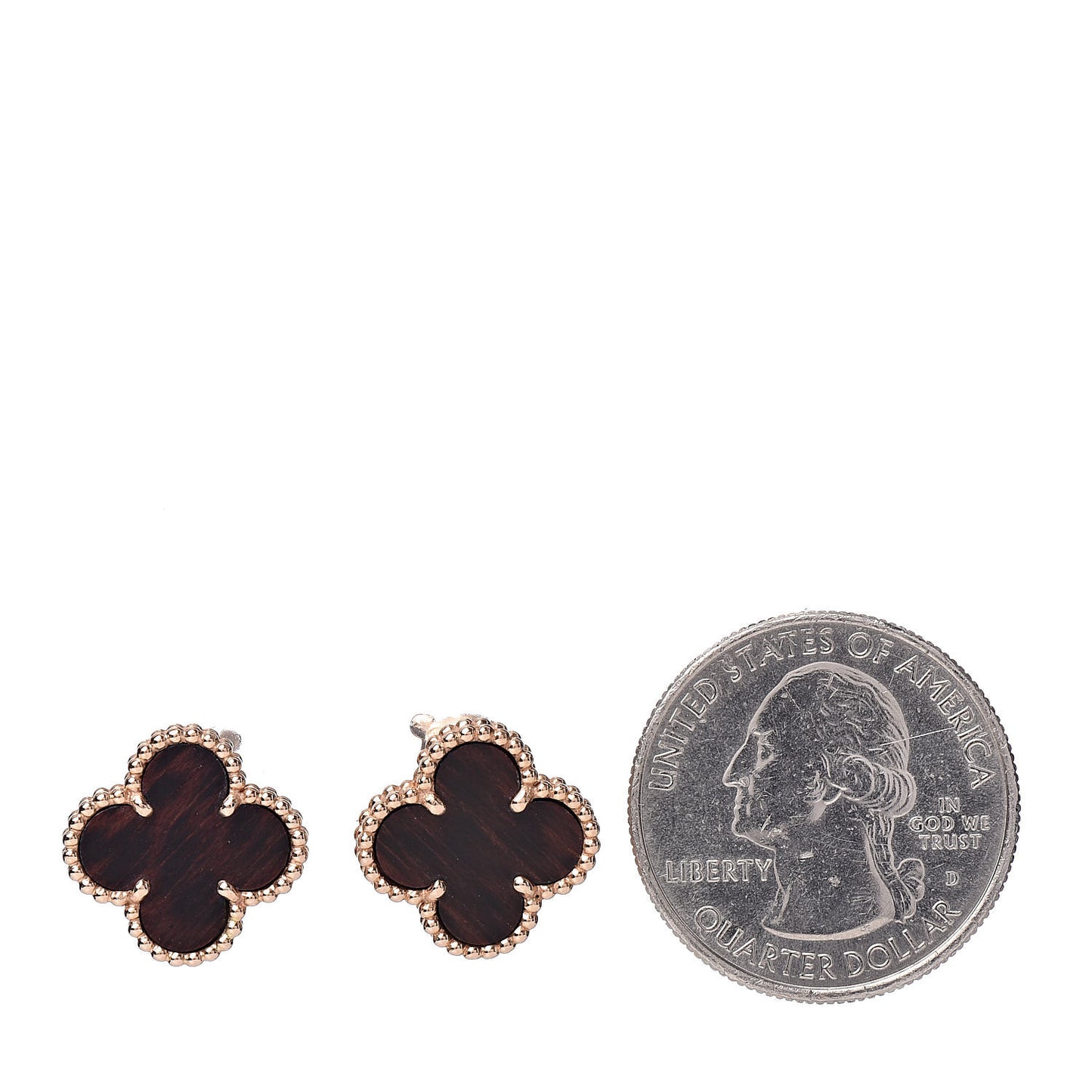 18K Rose Gold Letterwood Vintage Alhambra Earrings